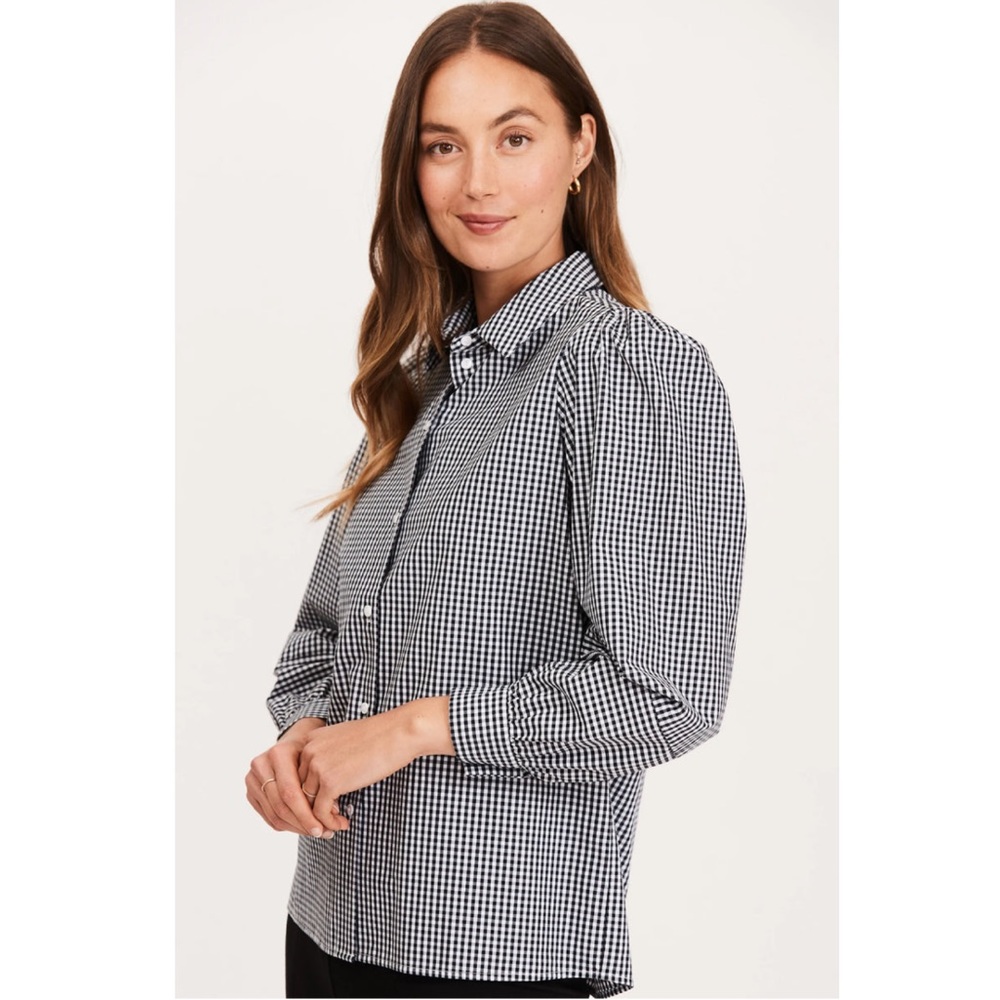 Tyler Boe Bekah Small Check Shirt Black White Button Down